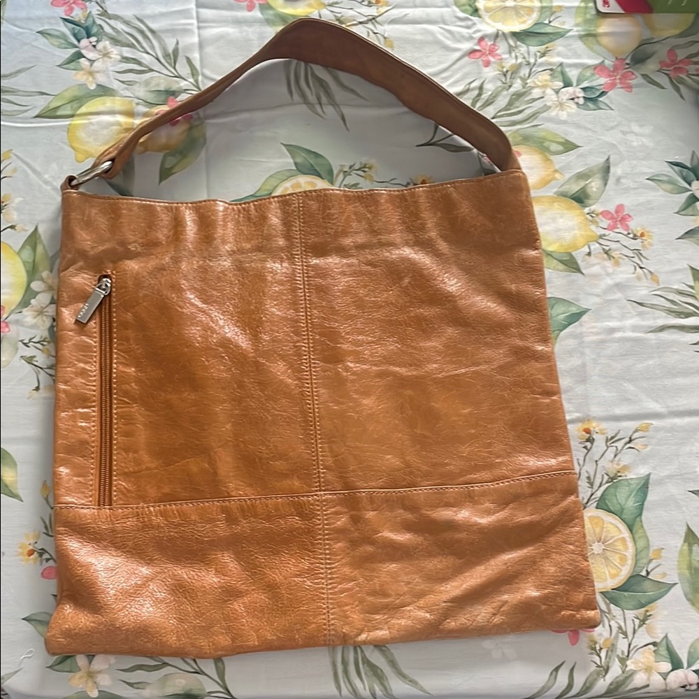 HOBO Tan Leather Shoulder Bag with Slouchy Design